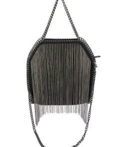 CHAIN FRINGE PURSE -akira shop chain fringe purse black silver 3 3