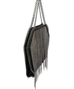 CHAIN FRINGE PURSE -akira shop chain fringe purse black silver 5 5