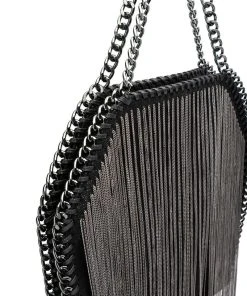 CHAIN FRINGE PURSE -akira shop chain fringe purse black silver 6 6