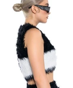 CHECKMATE SIR FUZZY CROP TOP 15 CHECKMATE SIR FUZZY CROP TOP -akira shop checkmate sir fuzzy crop top black white 6 6