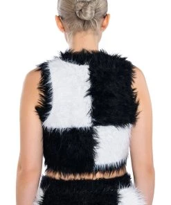 CHECKMATE SIR FUZZY CROP TOP 16 CHECKMATE SIR FUZZY CROP TOP -akira shop checkmate sir fuzzy crop top black white 7 7