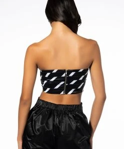 CHEERS TIE DETAIL CORSET TOP -akira shop cheers tie detail corset top black white 6 6