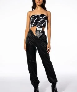 CHEERS TIE DETAIL CORSET TOP -akira shop cheers tie detail corset top black white 8 8