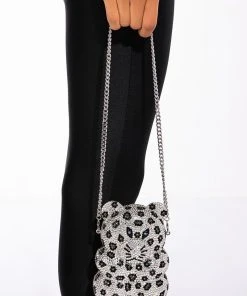 CHEETAH GIRL BLINGED CLUTCH -akira shop cheetah girl blinged clutch silver multi 2 2