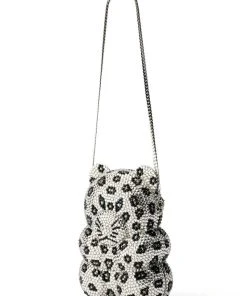 CHEETAH GIRL BLINGED CLUTCH -akira shop cheetah girl blinged clutch silver multi 5 5