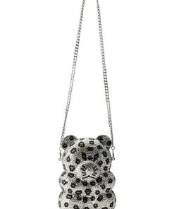 CHEETAH GIRL BLINGED CLUTCH -akira shop cheetah girl blinged clutch silver multi 6 6