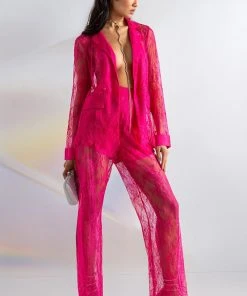 CHIC LIFE ALL OVER LACE HIGH WAIST WIDE LEG TROUSER -akira shop chic life all over lace high waist wide leg trouser pink 2 2