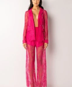 CHIC LIFE ALL OVER LACE HIGH WAIST WIDE LEG TROUSER -akira shop chic life all over lace high waist wide leg trouser pink 9 9