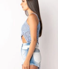 CLEAR SKIES CROCHET CROP TOP 14 CLEAR SKIES CROCHET CROP TOP -akira shop clear skies crochet crop top light blue 5 5