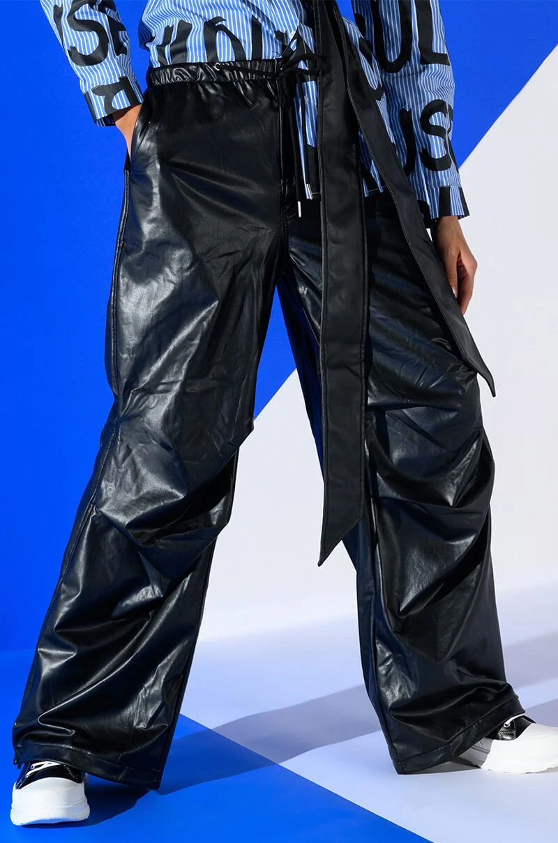 COLDER HOURS FAUX LEATHER PARACHUTE PANT 3 COLDER HOURS FAUX LEATHER PARACHUTE PANT