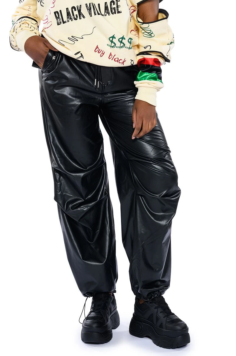 COLDER HOURS FAUX LEATHER PARACHUTE PANT 10 COLDER HOURS FAUX LEATHER PARACHUTE PANT - Image 8