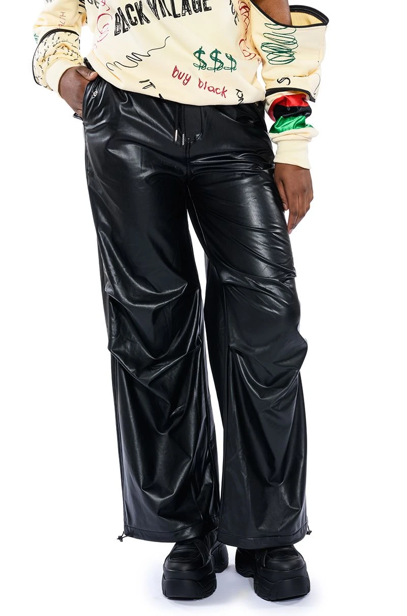 COLDER HOURS FAUX LEATHER PARACHUTE PANT 11 COLDER HOURS FAUX LEATHER PARACHUTE PANT - Image 9
