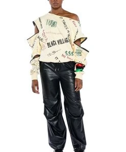 COLDER HOURS FAUX LEATHER PARACHUTE PANT 24 COLDER HOURS FAUX LEATHER PARACHUTE PANT -akira shop colder hours faux leather parachute pant black 4 4 c1