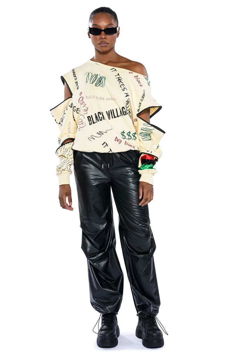 COLDER HOURS FAUX LEATHER PARACHUTE PANT 13 COLDER HOURS FAUX LEATHER PARACHUTE PANT - Image 11