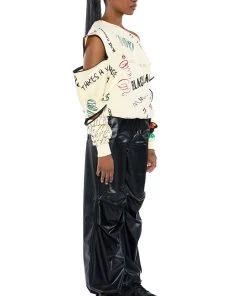COLDER HOURS FAUX LEATHER PARACHUTE PANT 25 COLDER HOURS FAUX LEATHER PARACHUTE PANT -akira shop colder hours faux leather parachute pant black 5 5 c1
