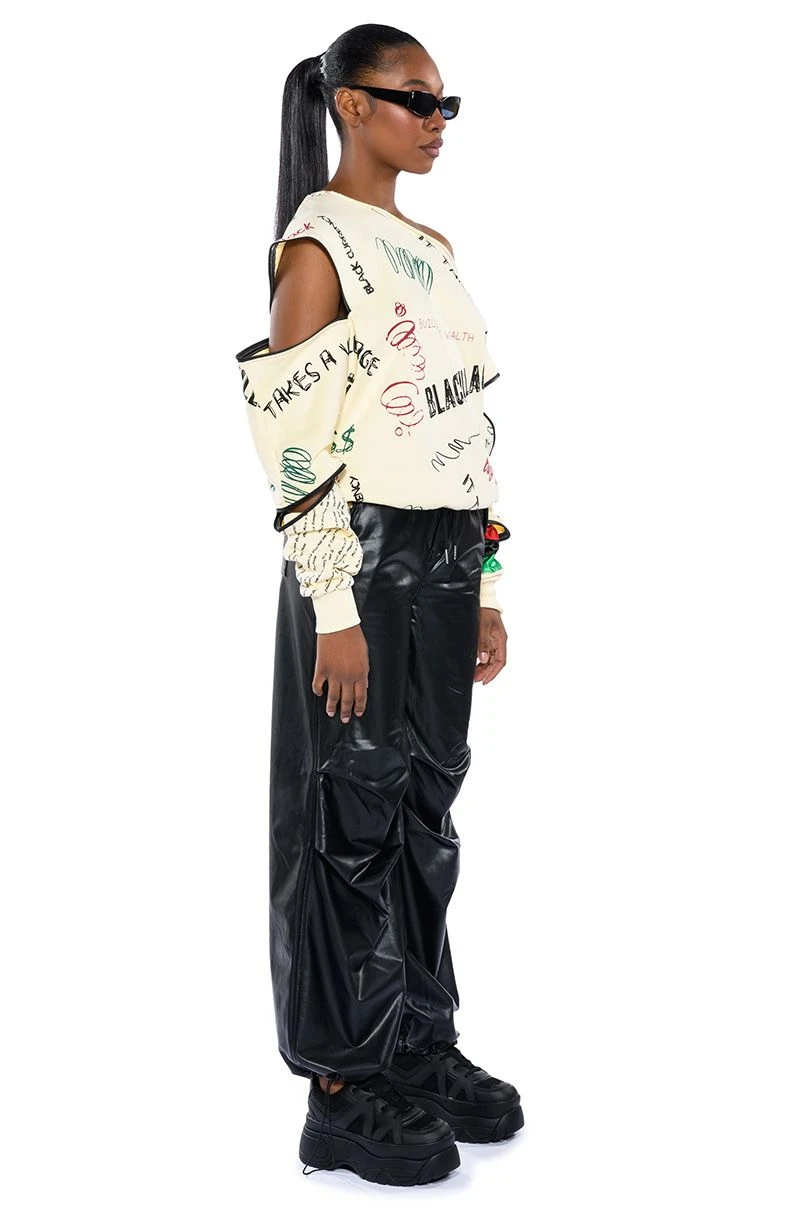 COLDER HOURS FAUX LEATHER PARACHUTE PANT 14 COLDER HOURS FAUX LEATHER PARACHUTE PANT - Image 12
