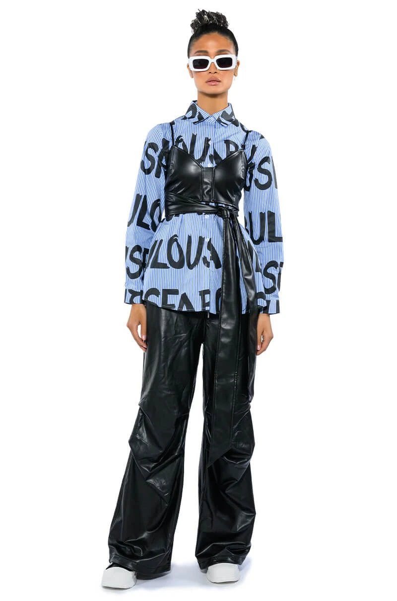 COLDER HOURS FAUX LEATHER PARACHUTE PANT 6 COLDER HOURS FAUX LEATHER PARACHUTE PANT - Image 4