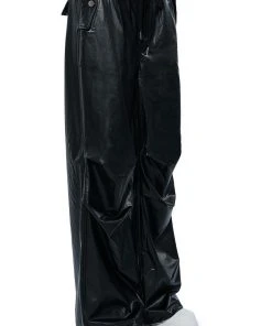COLDER HOURS FAUX LEATHER PARACHUTE PANT 18 COLDER HOURS FAUX LEATHER PARACHUTE PANT -akira shop colder hours faux leather parachute pant black 8 8
