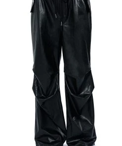 COLDER HOURS FAUX LEATHER PARACHUTE PANT 19 COLDER HOURS FAUX LEATHER PARACHUTE PANT -akira shop colder hours faux leather parachute pant black 9 9