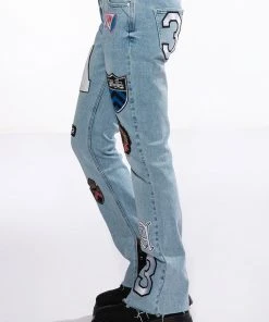 COLLEGIATE OUT OF YOUR LEAGUE HIGH RISE STRAIGHT LEG JEAN -akira shop collegiate out of your league high rise straight leg jean medium blue denim 7 7 c1 c1 c1 c1 c1