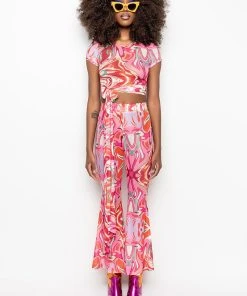 COLORFUL IMAGINATION CROPPED MESH T SHIRT -akira shop colorful imagination cropped mesh t shirt red multi 11 11