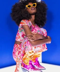 COLORFUL IMAGINATION CROPPED MESH T SHIRT -akira shop colorful imagination cropped mesh t shirt red multi 3 3