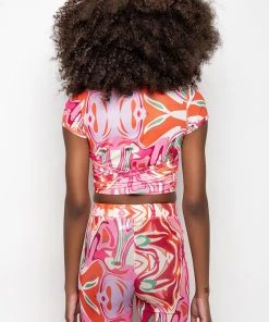 COLORFUL IMAGINATION CROPPED MESH T SHIRT -akira shop colorful imagination cropped mesh t shirt red multi 9 9