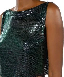 COME MY WAY HIGH SHINE CHAINMAIL TANK TOP -akira shop come my way high shine chainmail tank top green 10 10