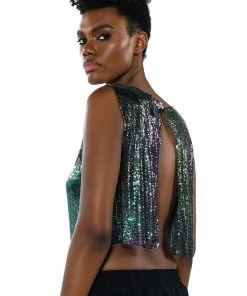 COME MY WAY HIGH SHINE CHAINMAIL TANK TOP -akira shop come my way high shine chainmail tank top green 5 5