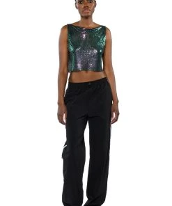 COME MY WAY HIGH SHINE CHAINMAIL TANK TOP -akira shop come my way high shine chainmail tank top green 6 6