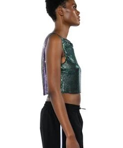 COME MY WAY HIGH SHINE CHAINMAIL TANK TOP -akira shop come my way high shine chainmail tank top green 8 8