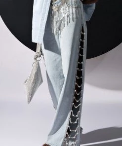 COVERED IN DIAMONDS RELAXED JEANS -akira shop covered in diamonds relaxed jeans light blue denim 1 1 c1