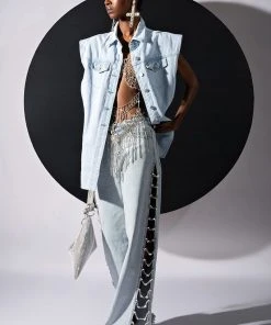 COVERED IN DIAMONDS RELAXED JEANS -akira shop covered in diamonds relaxed jeans light blue denim 2 2 c1