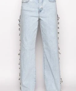 COVERED IN DIAMONDS RELAXED JEANS -akira shop covered in diamonds relaxed jeans light blue denim 5 5