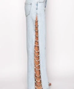 COVERED IN DIAMONDS RELAXED JEANS -akira shop covered in diamonds relaxed jeans light blue denim 6 6