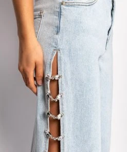 COVERED IN DIAMONDS RELAXED JEANS -akira shop covered in diamonds relaxed jeans light blue denim 8 8
