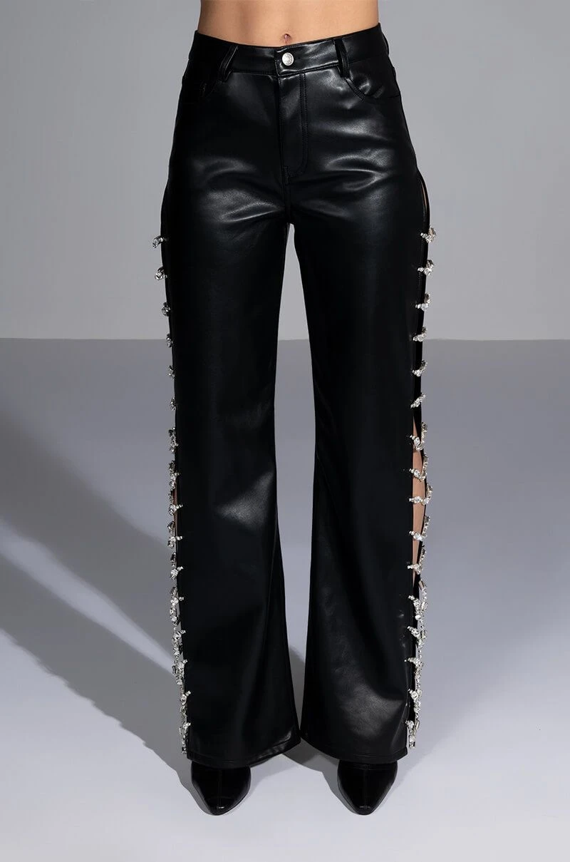 COVERED IN ICE FAUX LEATHER RHINESTONE PANT 8 COVERED IN ICE FAUX LEATHER RHINESTONE PANT - Image 6