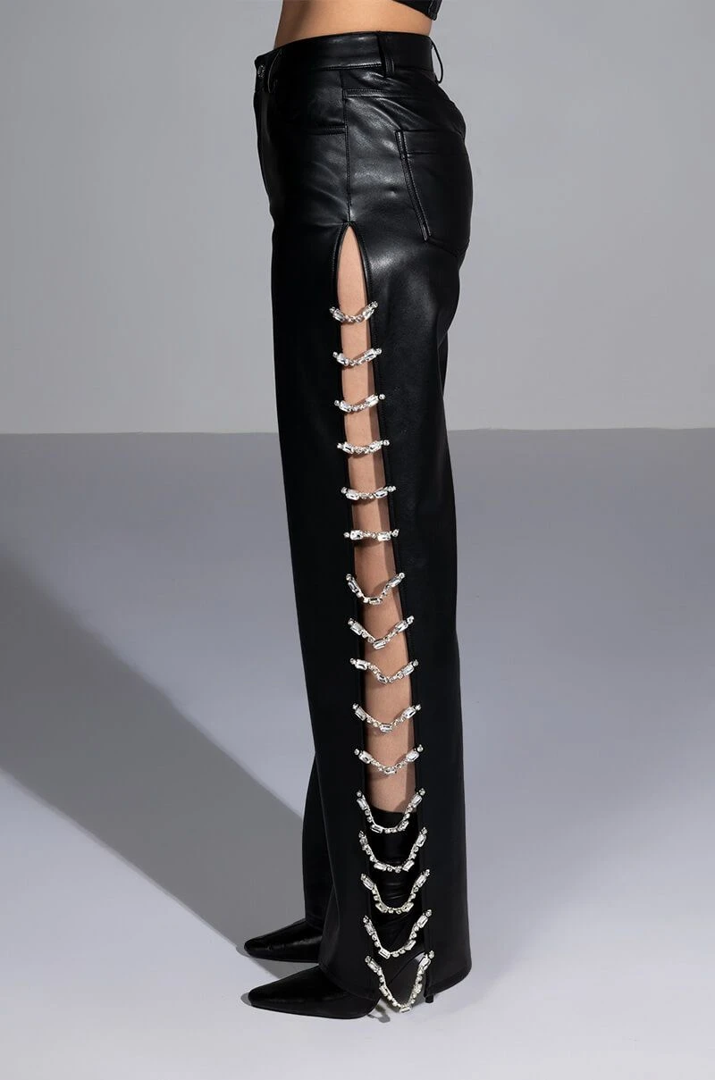 COVERED IN ICE FAUX LEATHER RHINESTONE PANT 9 COVERED IN ICE FAUX LEATHER RHINESTONE PANT - Image 7