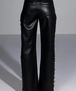 COVERED IN ICE FAUX LEATHER RHINESTONE PANT 19 COVERED IN ICE FAUX LEATHER RHINESTONE PANT -akira shop covered in ice faux leather rhinestone pant black 8 8