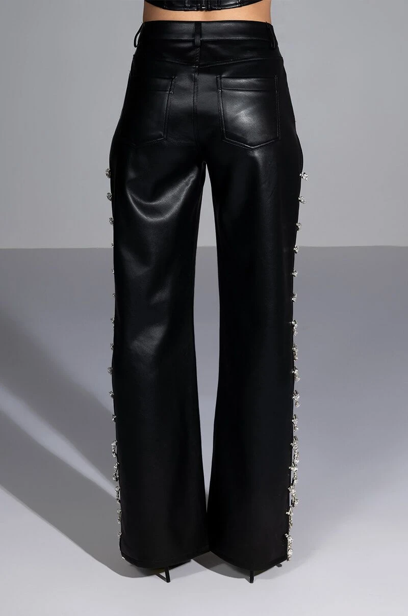 COVERED IN ICE FAUX LEATHER RHINESTONE PANT 10 COVERED IN ICE FAUX LEATHER RHINESTONE PANT - Image 8