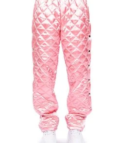 COZY MODE QUILTED SATIN BREAKAWAY JOGGER IN PINK -akira shop cozy mode quilted satin breakaway jogger in pink pink 6 6