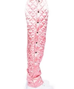 COZY MODE QUILTED SATIN BREAKAWAY JOGGER IN PINK -akira shop cozy mode quilted satin breakaway jogger in pink pink 7 7