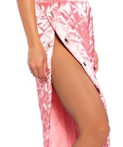 COZY MODE QUILTED SATIN BREAKAWAY JOGGER IN PINK -akira shop cozy mode quilted satin breakaway jogger in pink pink 9 9