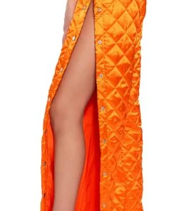 COZY MODE QUILTED SATIN BREAKAWAY JOGGER -akira shop cozy mode quilted satin breakaway jogger orange 10 10