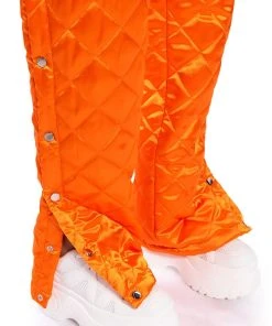 COZY MODE QUILTED SATIN BREAKAWAY JOGGER -akira shop cozy mode quilted satin breakaway jogger orange 11 11