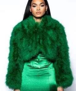 CROPPED FEATHER JACKET IN GREEN 15 CROPPED FEATHER JACKET IN GREEN -akira shop cropped feather jacket in green green 6 6