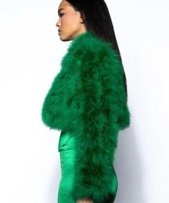 CROPPED FEATHER JACKET IN GREEN 16 CROPPED FEATHER JACKET IN GREEN -akira shop cropped feather jacket in green green 7 7