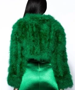 CROPPED FEATHER JACKET IN GREEN 17 CROPPED FEATHER JACKET IN GREEN -akira shop cropped feather jacket in green green 8 8