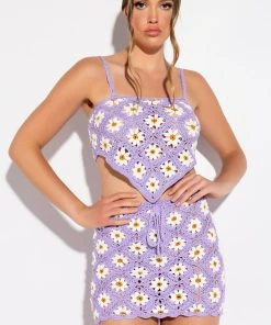 DAISY BABY CROCHET HANDKERCHIEF TOP -akira shop daisy baby crochet strapless top light purple 2 2