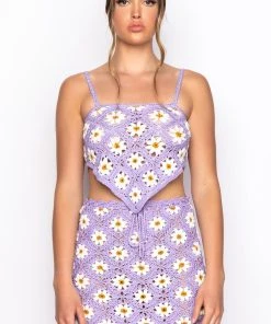 DAISY BABY CROCHET HANDKERCHIEF TOP -akira shop daisy baby crochet strapless top light purple 4 4
